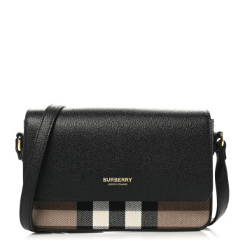 BURBERRY Grained Calfskin House Check Tartan Mix New Hampshire Black
