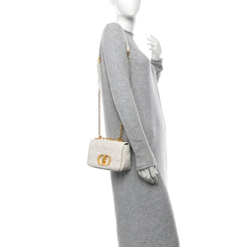 CHRISTIAN DIOR Calfskin Cannage Small Caro Bag Ivory