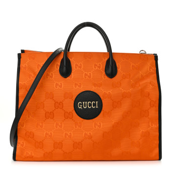 GUCCI Econyl Nylon Monogram Large Off The Grid Tote Bag Carrot Orange Black
