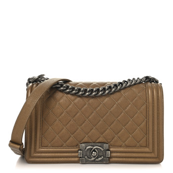 CHANEL Caviar Quilted Medium Boy Flap Dark Gold