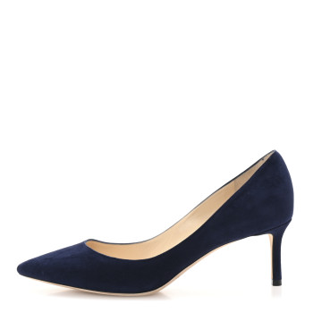 JIMMY CHOO Suede Pointy Toe Romy 60 Pumps 38.5 Navy