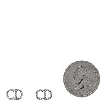 CHRISTIAN DIOR Crystal Clair D Lune Earrings Silver