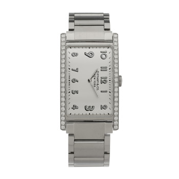 TIFFANY Stainless Steel Diamond Bezel 25mm East West Quartz Watch White