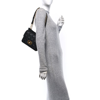 CHRISTIAN DIOR Calfskin Cannage Small Dior Jolie Top Handle Black