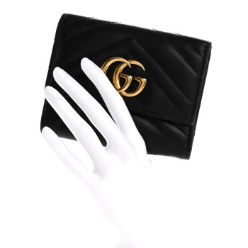 GUCCI Calfskin Matelasse GG Marmont Wallet Black