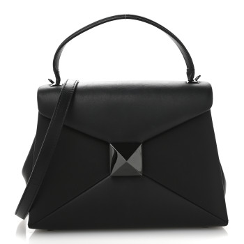 VALENTINO GARAVANI Nappa Small One Stud Top Handle Bag Black