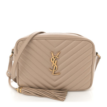 SAINT LAURENT Calfskin Matelasse Monogram Lou Camera Bag Nude Powder