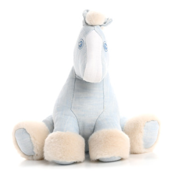 HERMES Linen Baby Hermy Plush Toy Bleu Glacier