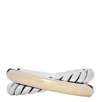 DAVID YURMAN Sterling Silver 14K Yellow Gold Crossover Two Row Ring 59 8.75