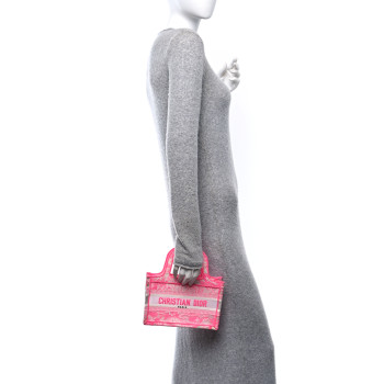CHRISTIAN DIOR Canvas Embroidered Mini Toile De Jouy Book Tote Pink
