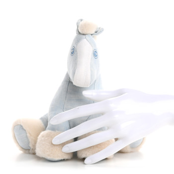 HERMES Linen Baby Hermy Plush Toy Bleu Glacier