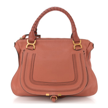 CHLOE Calfskin Large Marcie Satchel Coral