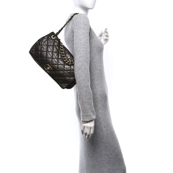 CHANEL Aged Calfskin Quilted Medium Pondichery Flap Brown