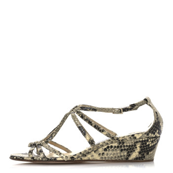 JIMMY CHOO Snakeskin Sai 65 Sandals 37 Natural