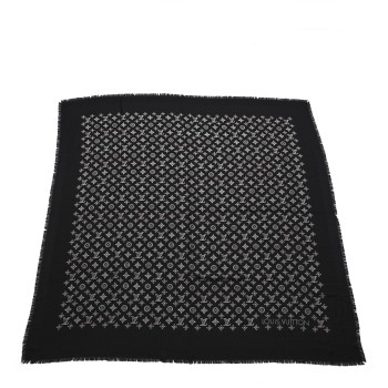 LOUIS VUITTON Silk Wool Mahina Flight Mode Shawl Black