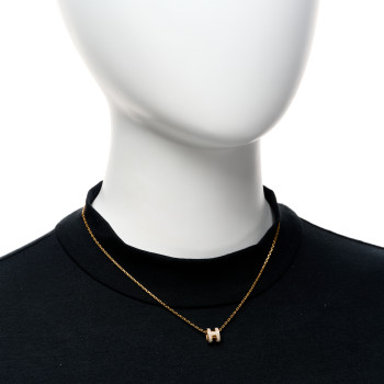 HERMES Lacquered Gold Mini Pop H Pendant Necklace Marron Glace