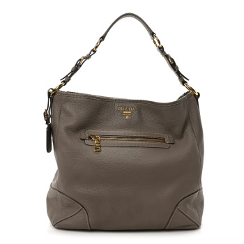 PRADA Vitello Daino Hobo Argilla