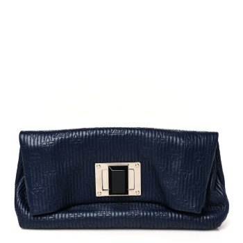LOUIS VUITTON Calfskin Quilted Monogram Altair Clutch Marine