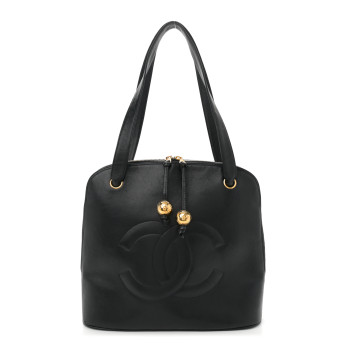 CHANEL Lambskin CC Shoulder Bag Black