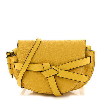 LOEWE Grained Calfskin Mini Gate Crossbody Bag Yellow