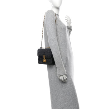 CHRISTIAN DIOR Lambskin Cannage Large Dioraddict Flap Bag Black