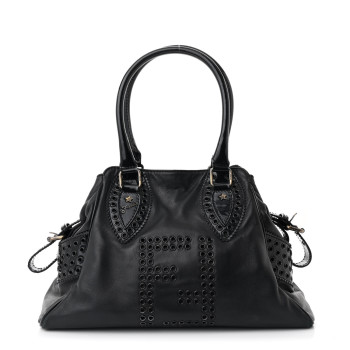 FENDI Nappa Patent Perforated Small Bag De Jour Black