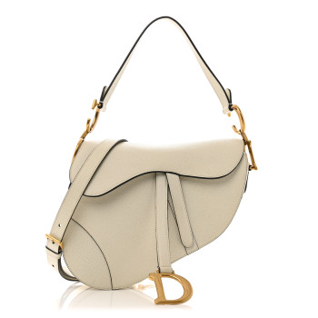 CHRISTIAN DIOR Grained Calfskin Saddle Bag With Strap Latte