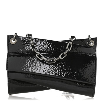 CHRISTIAN LOUBOUTIN Patent Vog Small Loubitwist Clutch Black