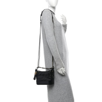CHANEL Aged Calfskin Quilted Small Gabrielle Hobo Black