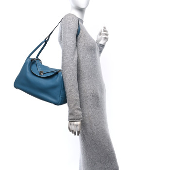 HERMES Taurillon Clemence Lindy 34 Bleu Jean