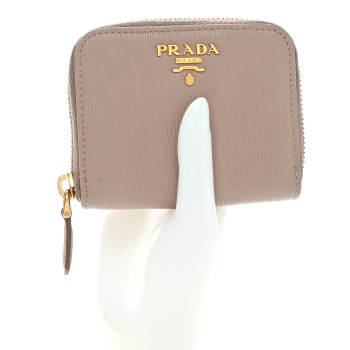 PRADA Vitello Move Zip Coin Purse Cammeo