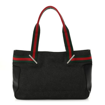 GUCCI Denim Calfskin Web Black
