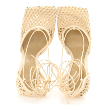 BOTTEGA VENETA Mesh Nappa Stretch Ankle Tie Sandals 40.5 Toile