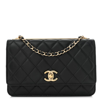 CHANEL Lambskin Quilted Trendy CC Wallet On Chain WOC Black