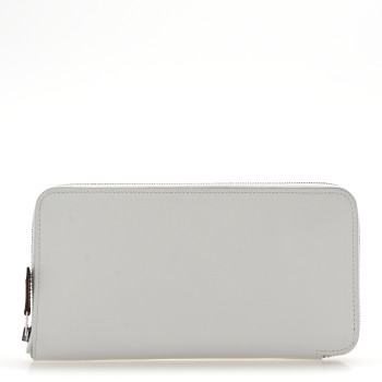 HERMES Evercolor Barenia Silk'In Wallet New White Capucine Bleu Zephyr
