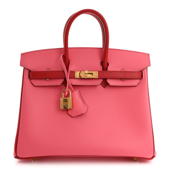 HERMES Epsom Horseshoe Birkin 25 Rose Azalee Rouge Casaque