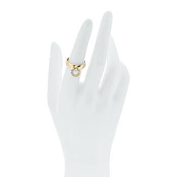 TIFFANY 18K Yellow Gold Diamond Open Circle Charm Ring 53 6.25
