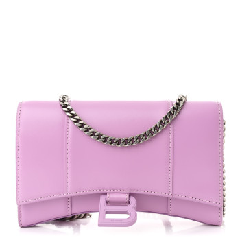 BALENCIAGA Shiny Box Calfskin Tonal B Hourglass Chain Bag Liliac