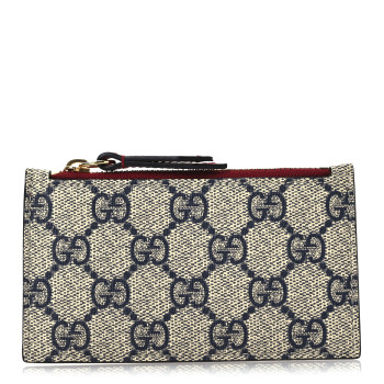 GUCCI GG Supreme Monogram Coin Case Card Holder Beige Blue Hibiscus Red