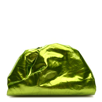 BOTTEGA VENETA Metallic Crushed Calfskin Teen Pouch Chlorophyll
