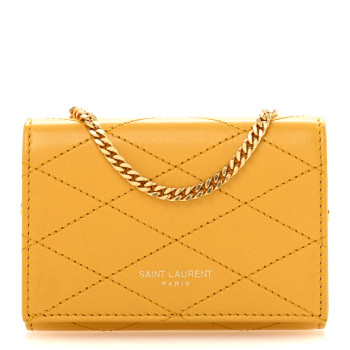 SAINT LAURENT Lambskin Quilted Monogram Baby Crossbody Bag  Saffran