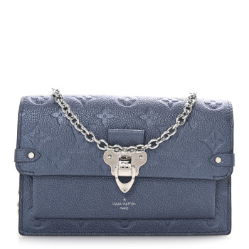 LOUIS VUITTON Metalli Empreinte Monogram Vavin Chain Wallet Navy Nacre