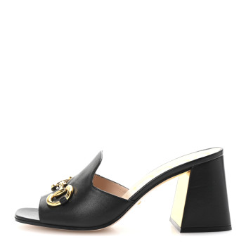 GUCCI Nappa Horsebit 75mm Slide Sandals 40.5 Black