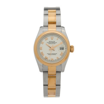 ROLEX Stainless Steel 18K Everose Gold 26mm Oyster Perpetual Datejust Watch White Roman 179161
