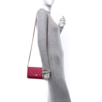 CHANEL Caviar Quilted Wallet on Chain WOC Fuchsia