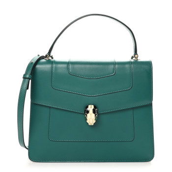 BULGARI Calfskin Serpenti Forever Top Handle Emerald Green