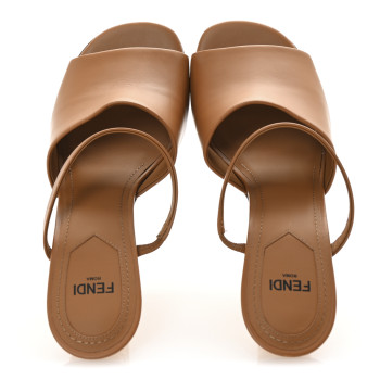 FENDI Calfskin Fendi First 95mm Slide Sandals 35.5 Caramello