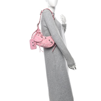 BALENCIAGA Denim BB Monogram Le Cagole Shoulder Bag XS Pink