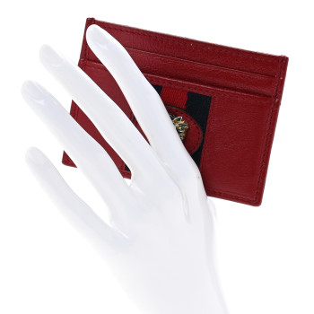 GUCCI Calfskin Web Rajah Card Holder Red