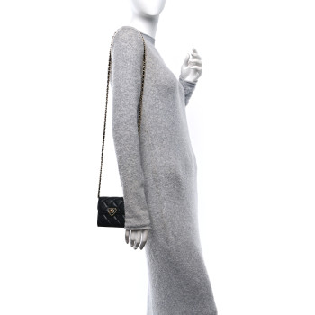 CHANEL Lambskin Plexiglass Quilted Coco Love Clutch With Chain Black